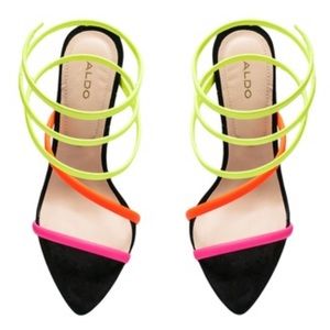 Zingy Neon Multi Colour Stiletto High Heel Sandal